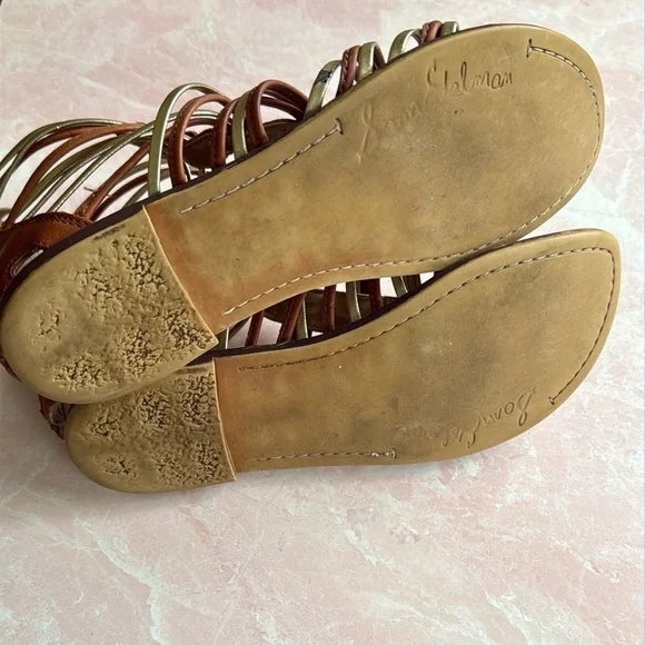 Sam Edelman Kamille Gladiator Strappy Gold and Tan Sandals Sz 8 Women's - Picture 11 of 12